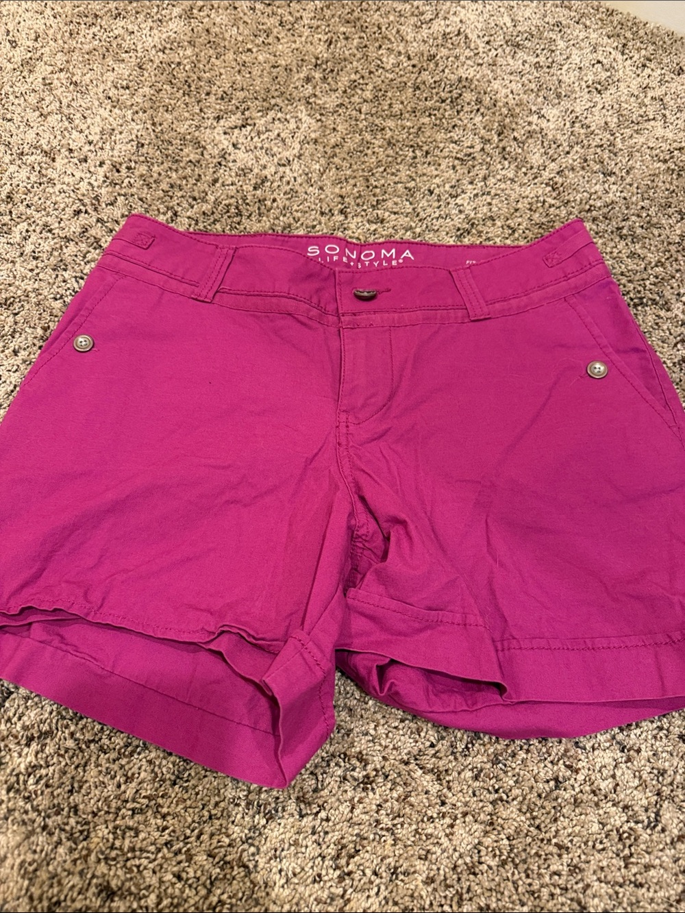 SONOMA Life+Style Women's Magenta Cotton Blend Jean Shorts